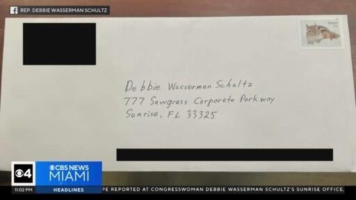 Congresswoman Debbie Wasserman Schultz's Sunrise office threatened by suspicious envelope — CBS Miami, Miami Community news
